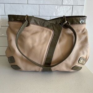 Spencer & Rutherford cream Leather green Shoulder Bag Limited Edition 11…